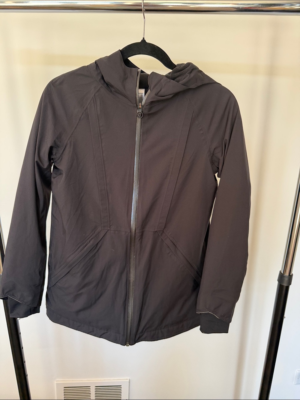 Ivivva Girls' Hooded fleece lined rain Windbreaker Jacket - black